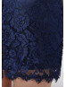 Navy Blue Eyelash Lace Keyhole Back Mother Dress 
